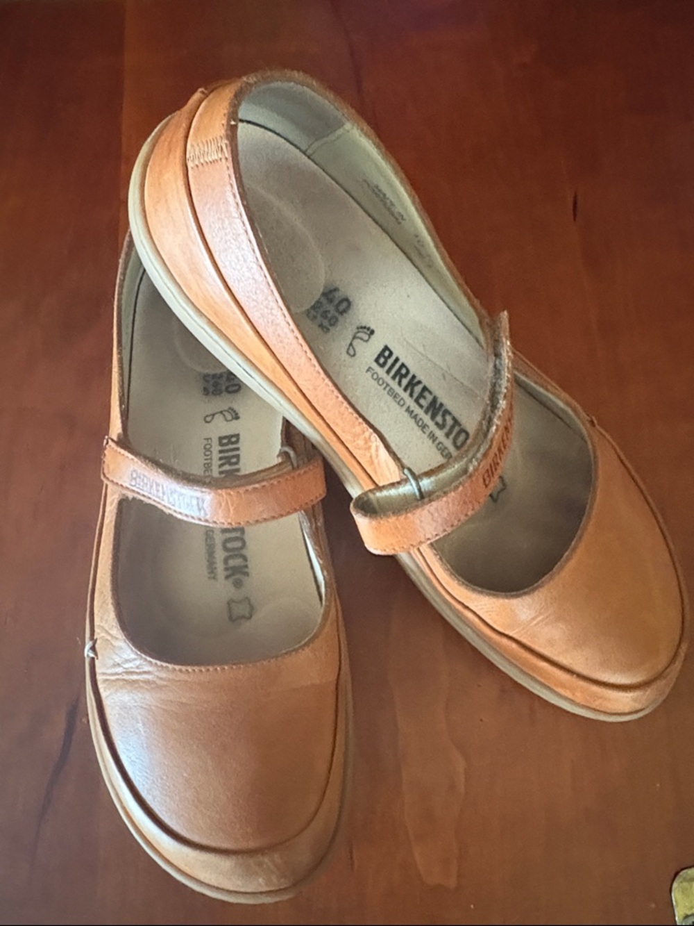 Birkenstock Tan Leather Mary Jane Flats